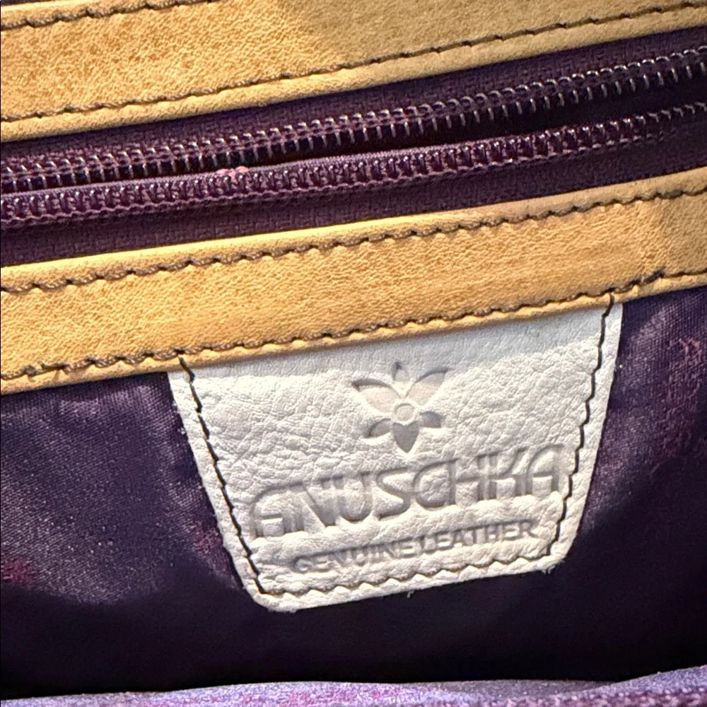 Anuschka Blue Hand-Painted Floral Crossbody Bag - Picture 6 of 6